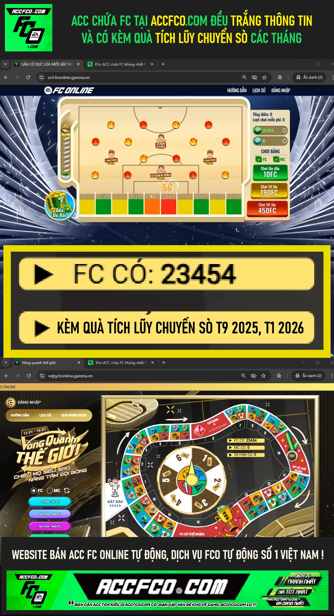 ACC FC Online chứa 23.454 FC trắng thông tin (kèm quà TL Chuyển Sò FC Tháng 9 và 1🎁)